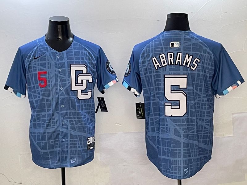 Men Washington Nationals #5 Abrams Blue Joint Name Nike 2025 MLB Jersey style 4
